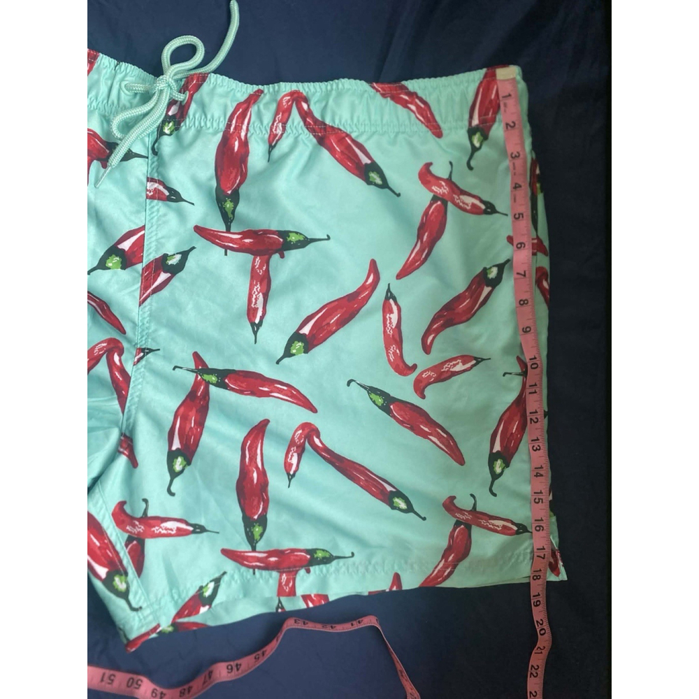 George Men’s 3XL Swim Trunks Mint Green Red Chili Pepper Mesh Lined Shorts 48-50